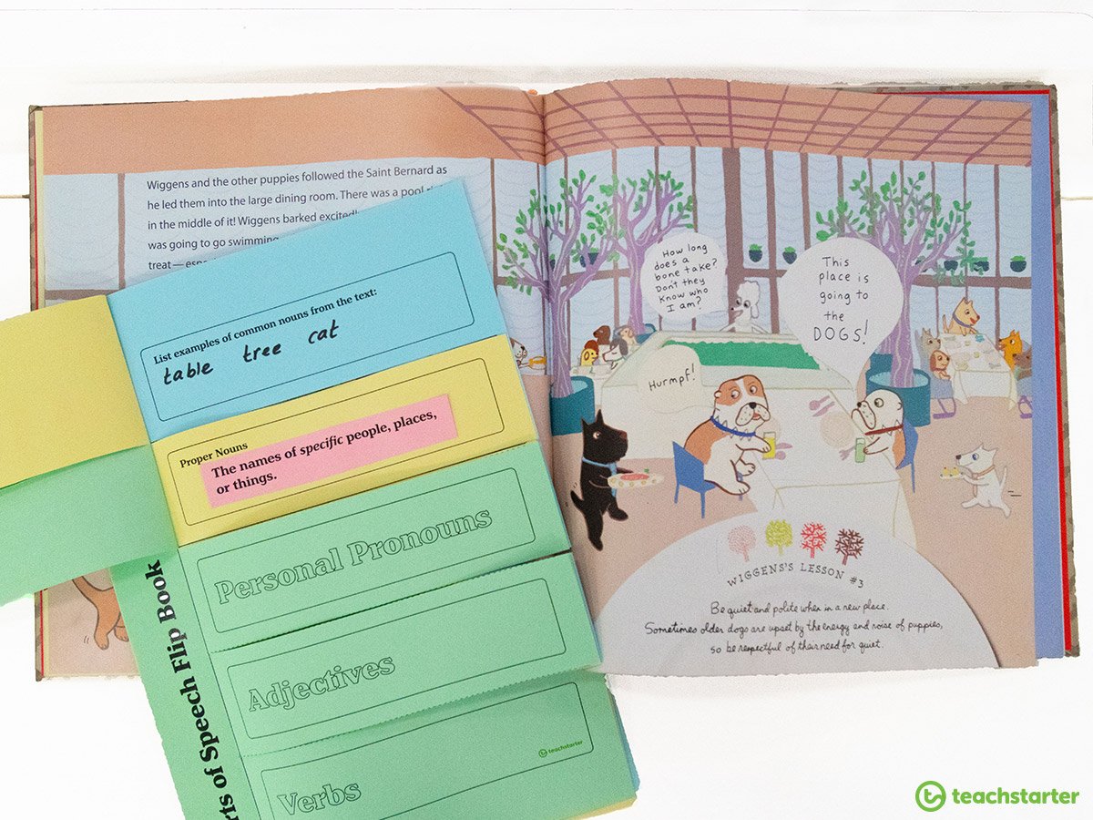 Use our Parts of Speech Flip Book to record examples found in texts.