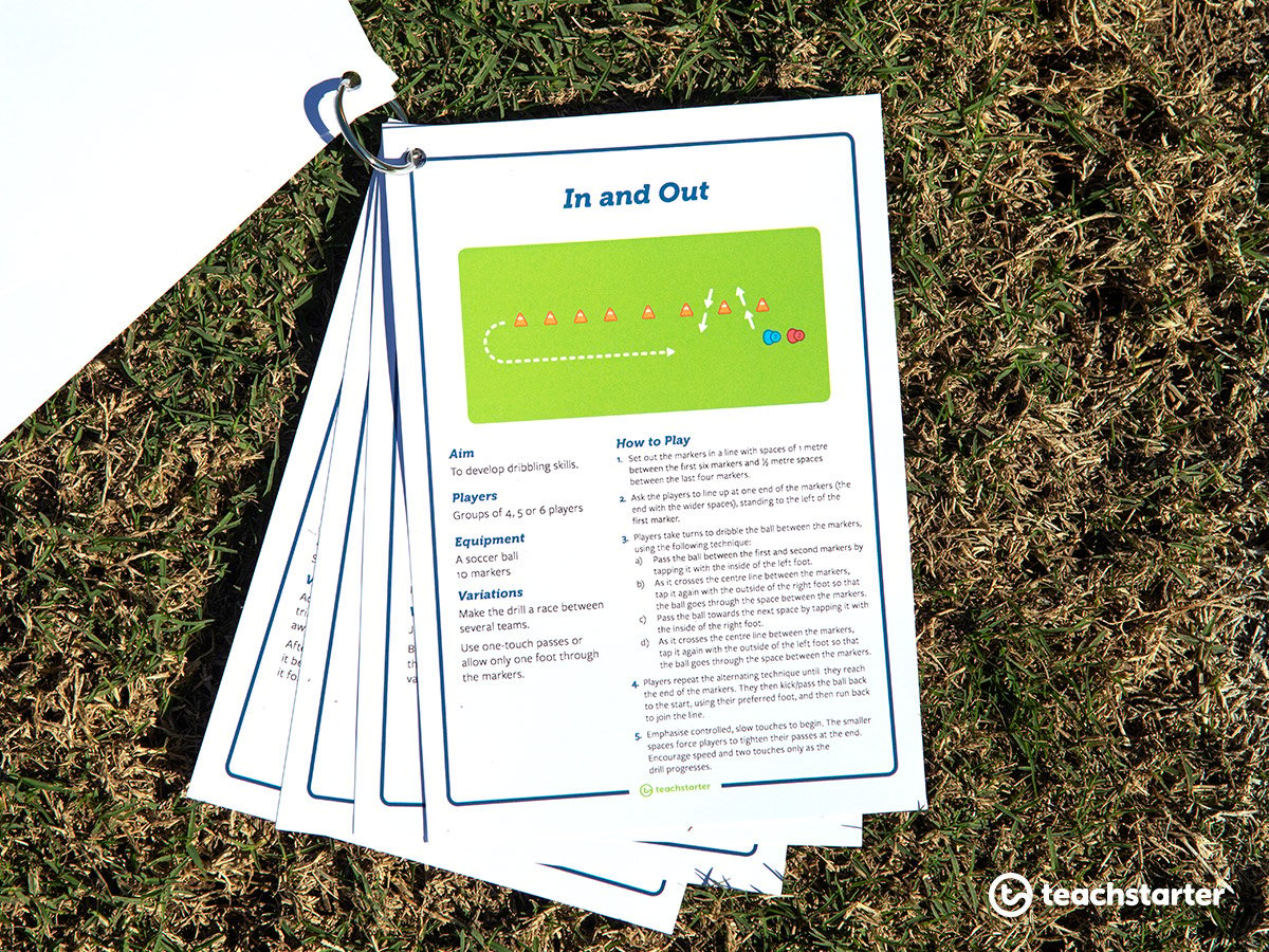 Carry you soccer drill task cards on a keyring.