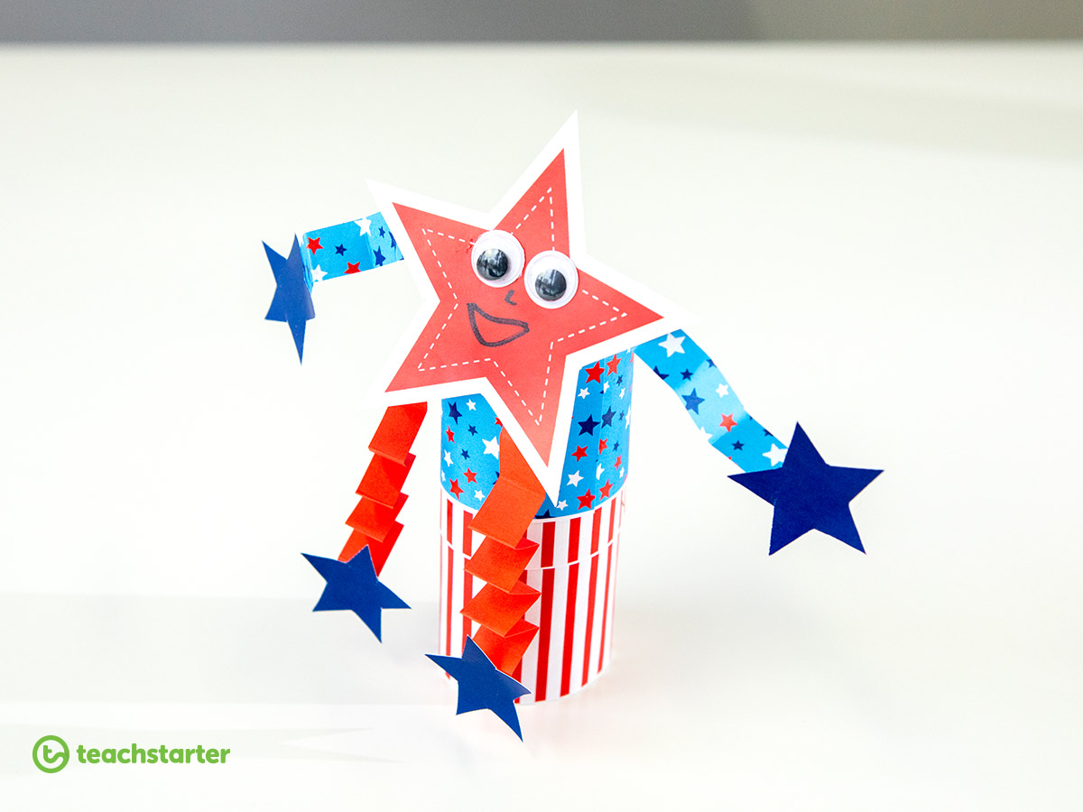 4th of July Craft for Kids - Create this cute and friendly Independence Day Mascot