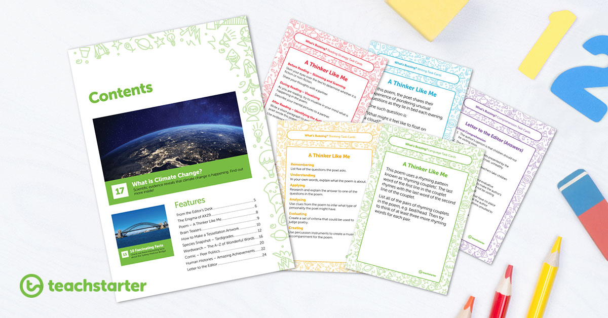 What's Buzzing? Year 6 Magazine - Use our task cards for comprehension activities