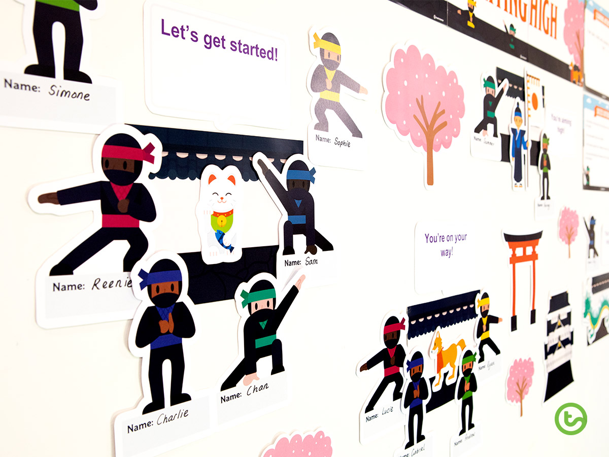 Create a ninja-themed Bump It Up Wall that your students will love. 