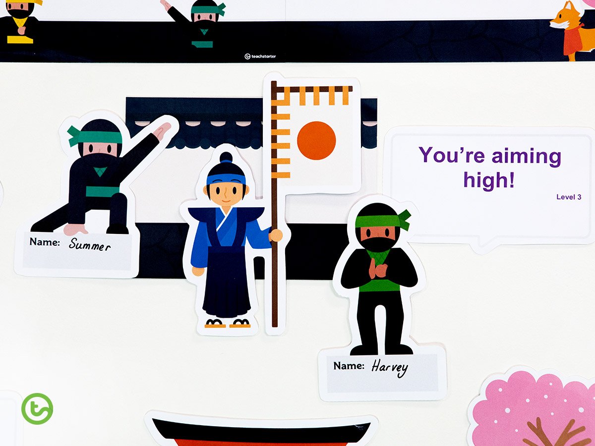Create a ninja-themed Bump It Up Wall that your students will love. 