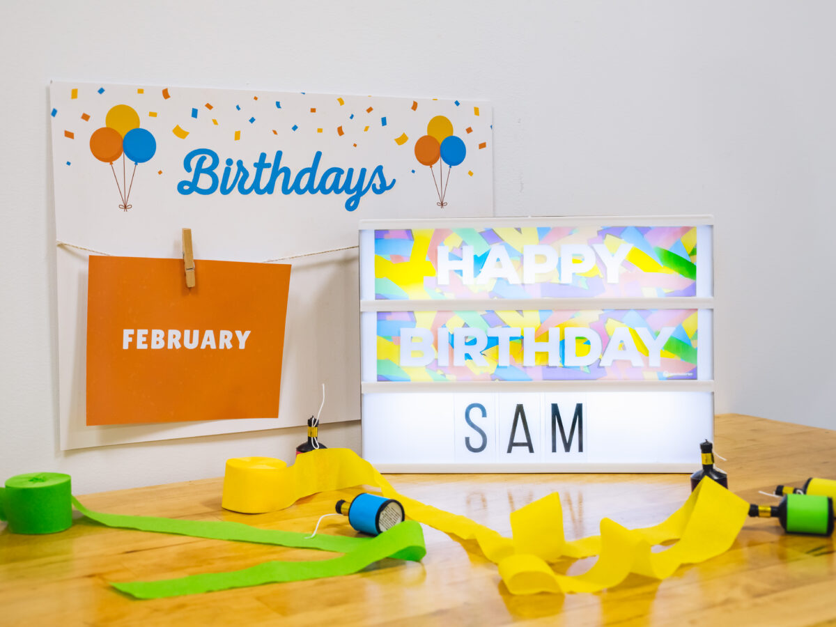 lightbox with birthday wishes for student