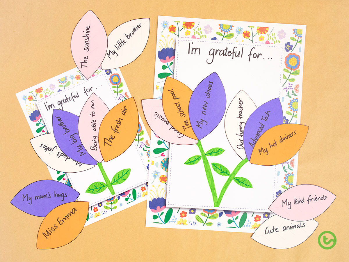 Spring activities for kids - gratitude flowers