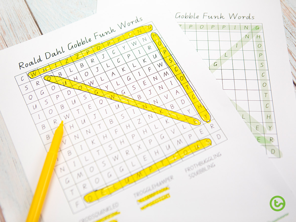 Create your own word search on Roald Dahl Day!