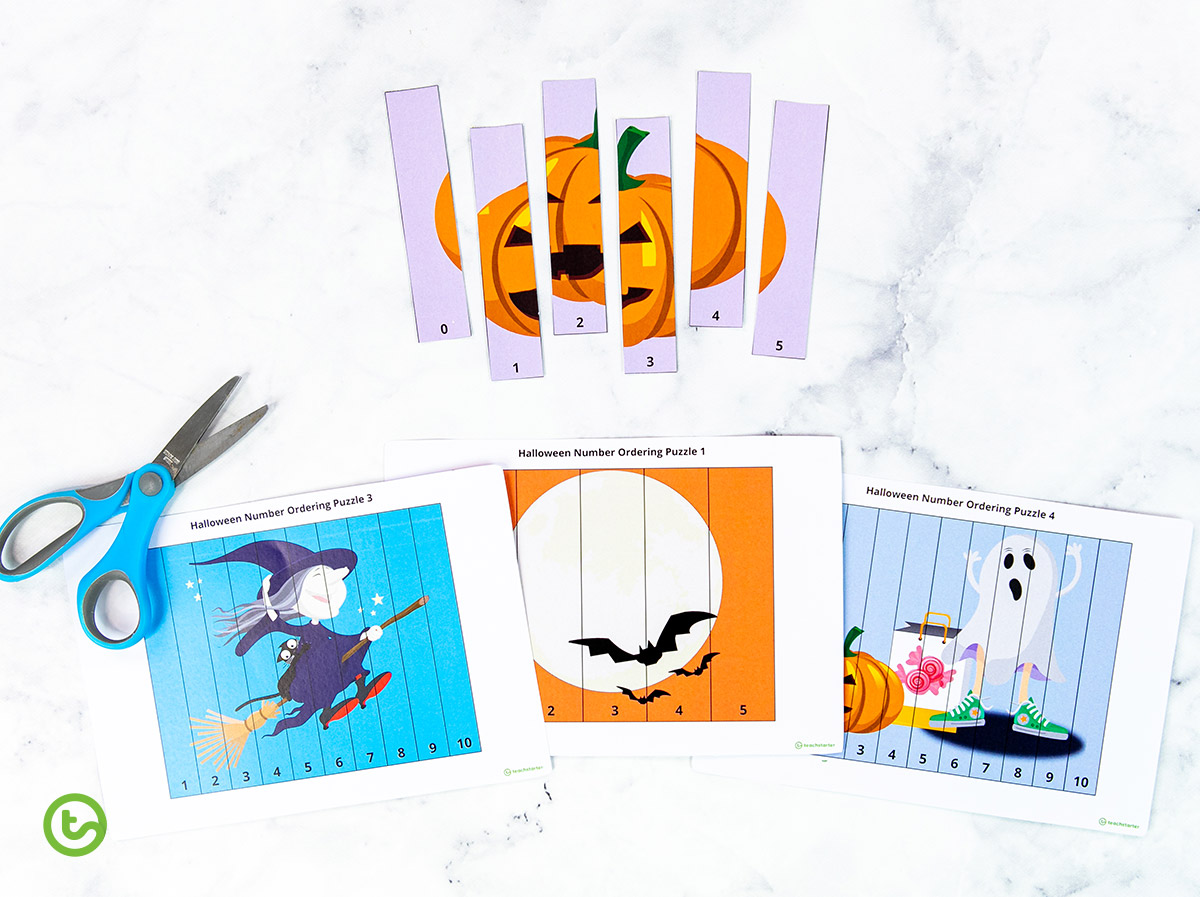 Halloween number puzzle for kids
