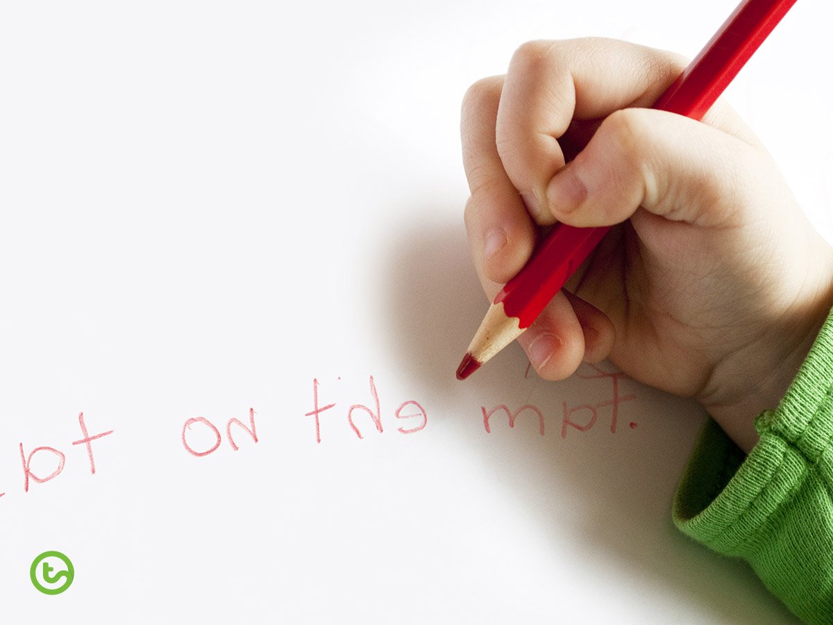 Child reversing letters in writing