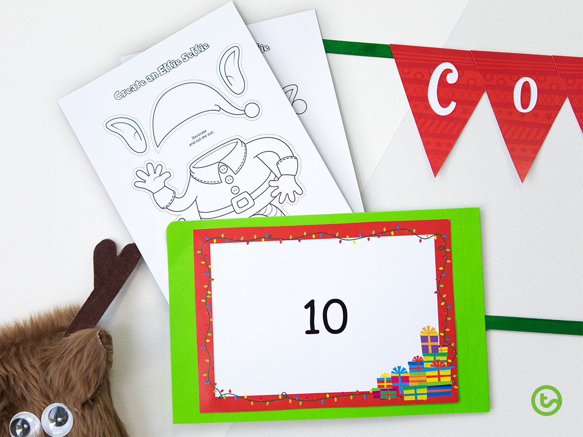 Classroom Advent Calendar - Comprehension Task Cards - Create an Elfie Selfie