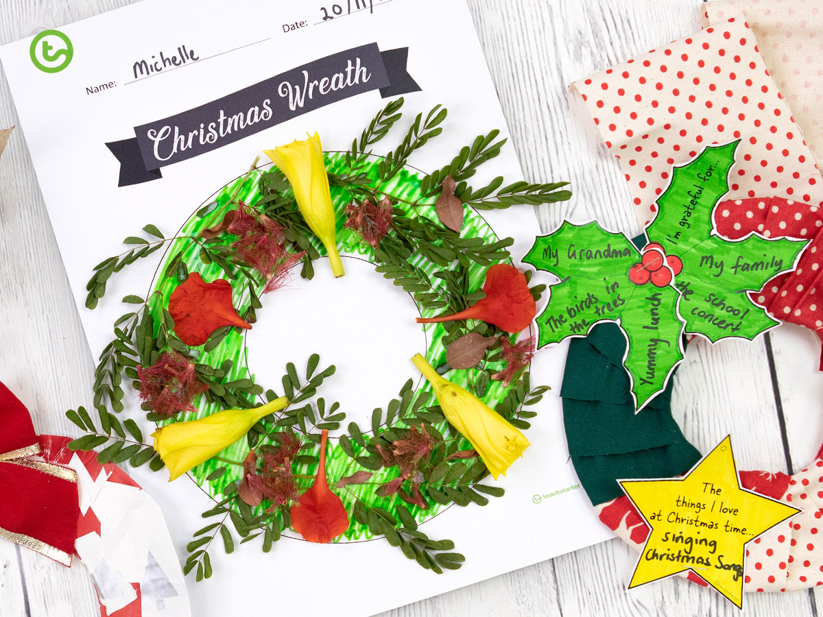 Christmas Wreath Craft - Use this template multiple ways