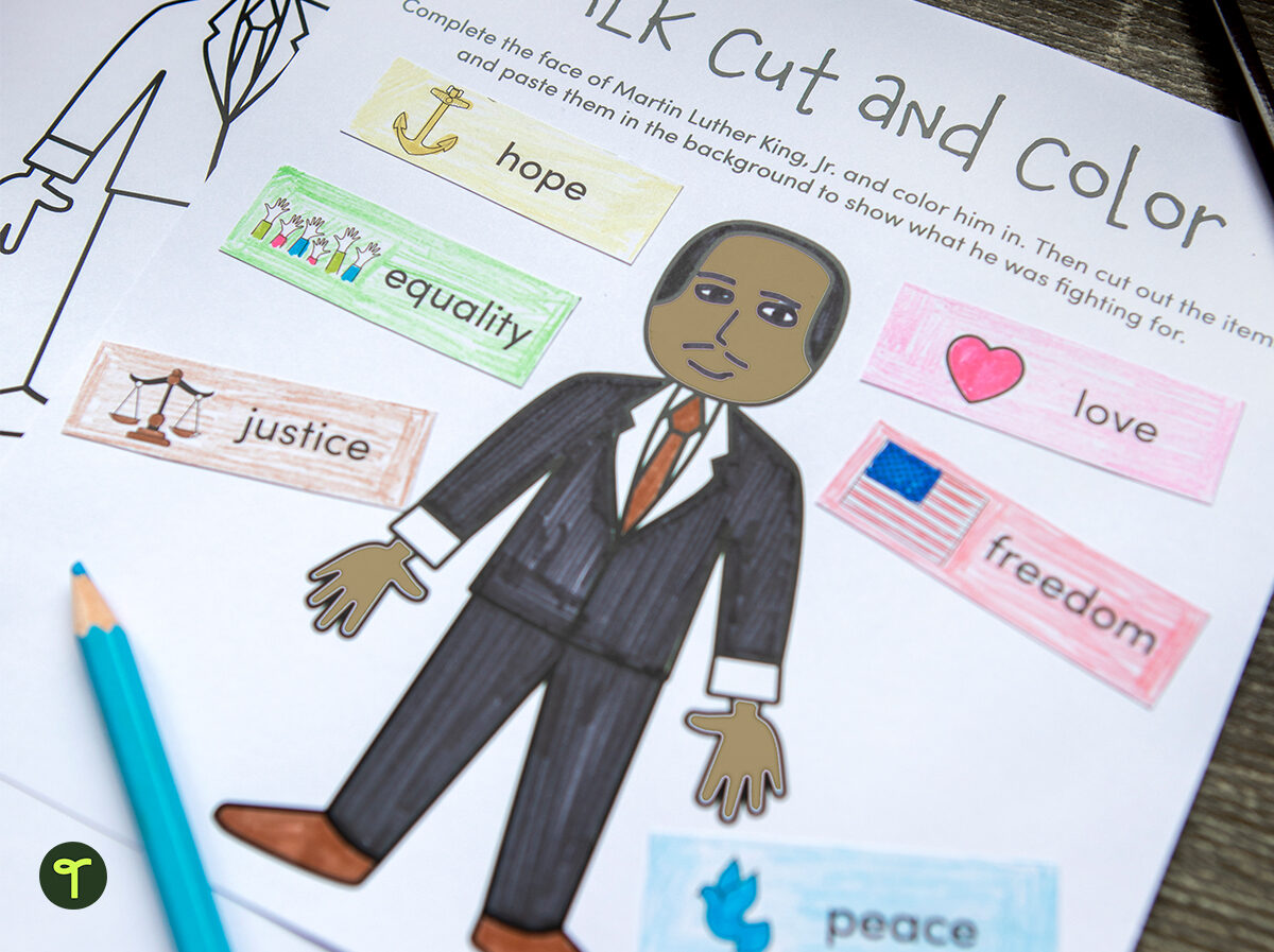 martin luther king worksheet kindergarten