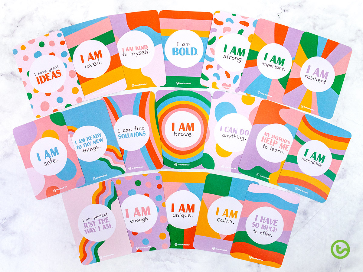 20 positive affirmation cards for growth mindset.