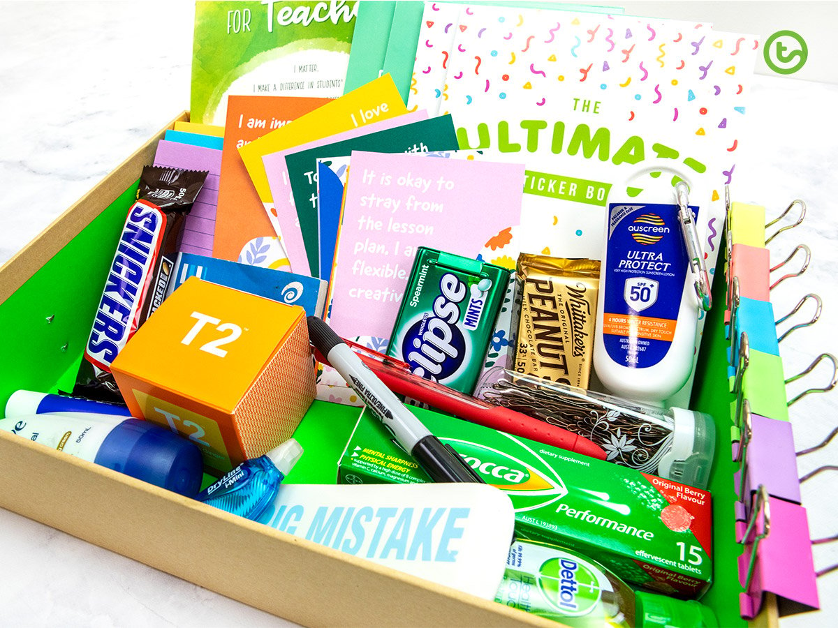 End of Term Teacher Thank You Gift Bag Survival Kit & Personalised Card 