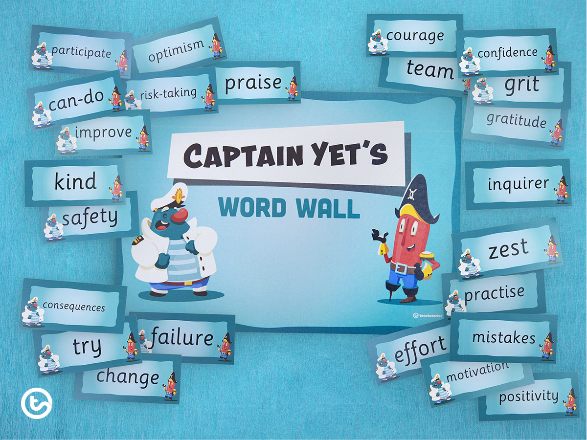 The Power of Captain Yet - Growth Mindset for Kids - Word Wall Resource