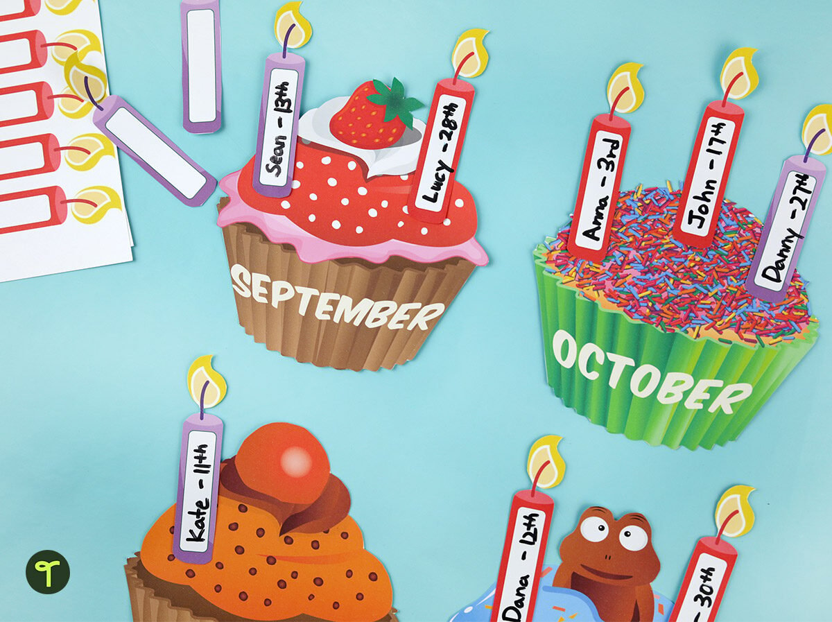 cupcake classroom birthday board