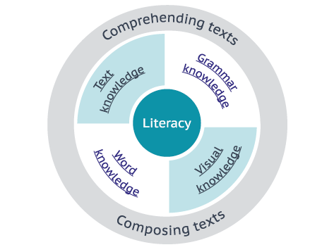 a diagram to show the elements for Literacy.