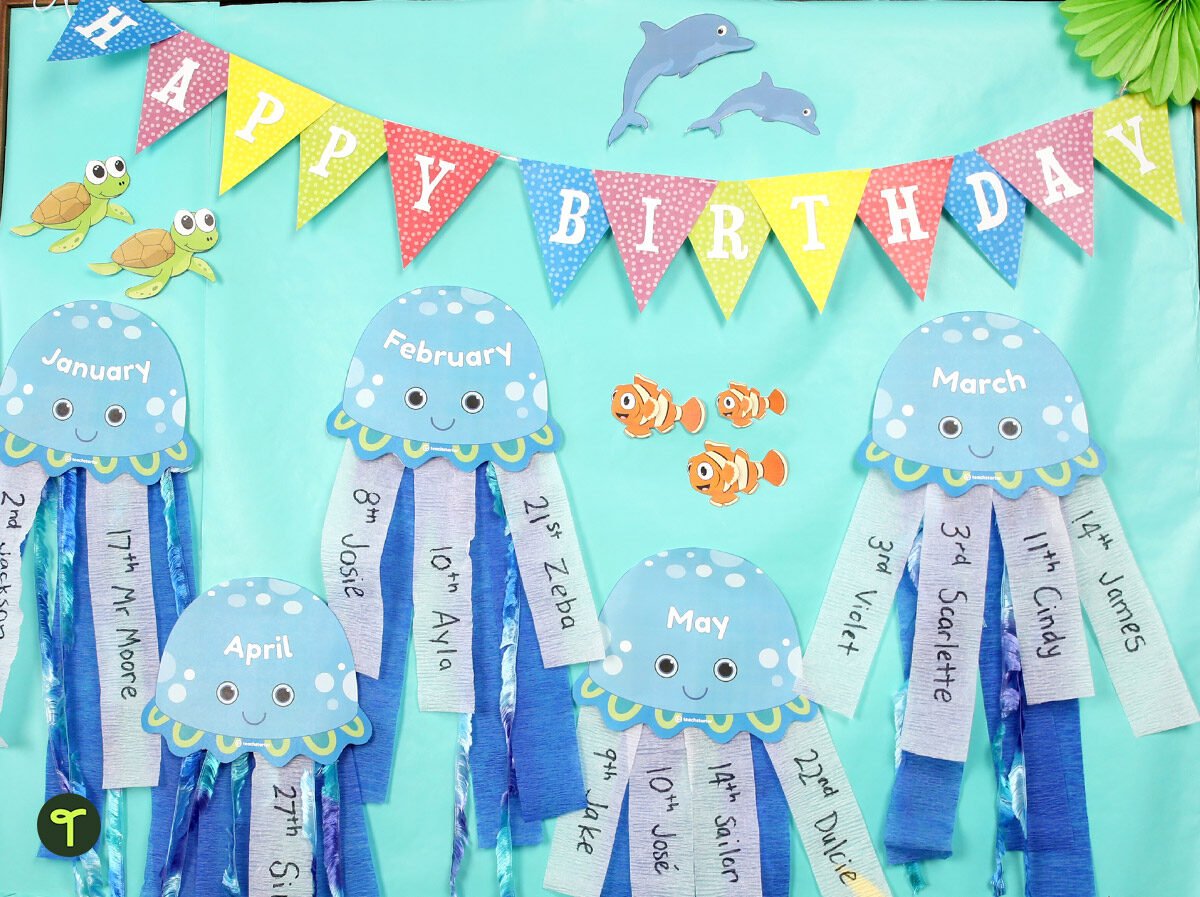 birthday bulletin board under the sea