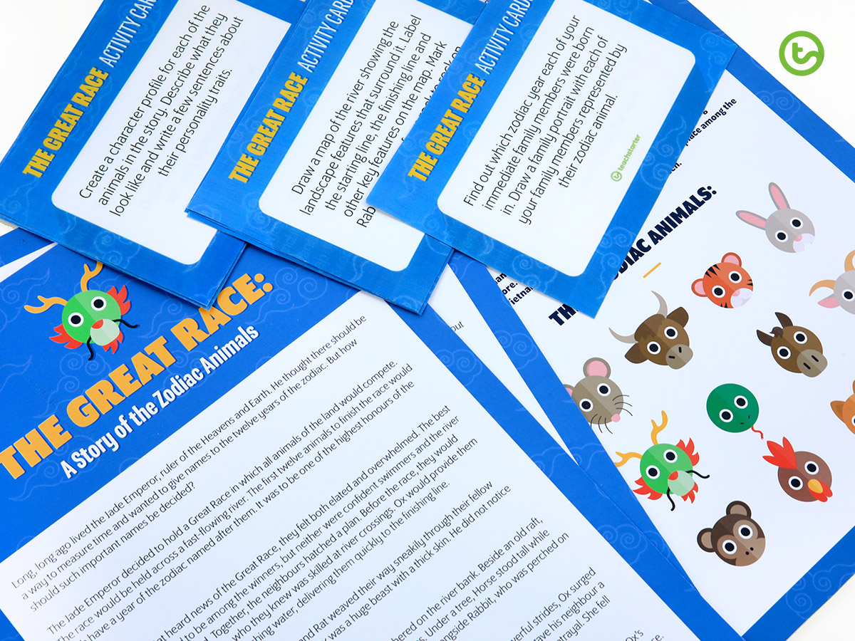 Zodiac Animals Story and Task Cards for kids