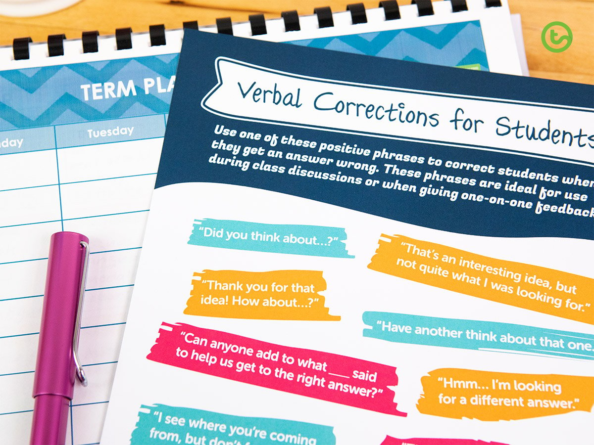 Positive Feedback for Students - Handy Verbal Corrections