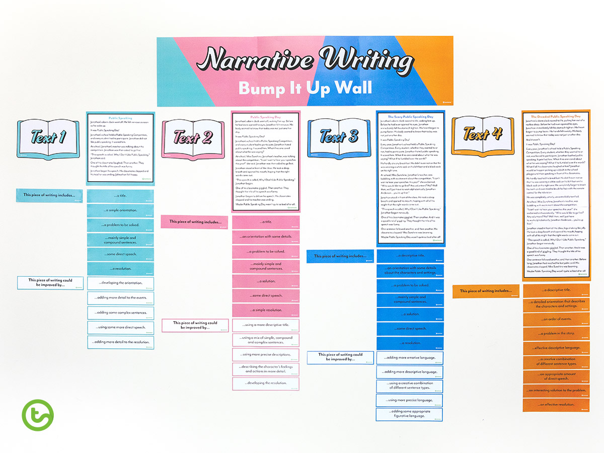 Narrative Writing Examples | Bump It Up Wall | Teach Starter