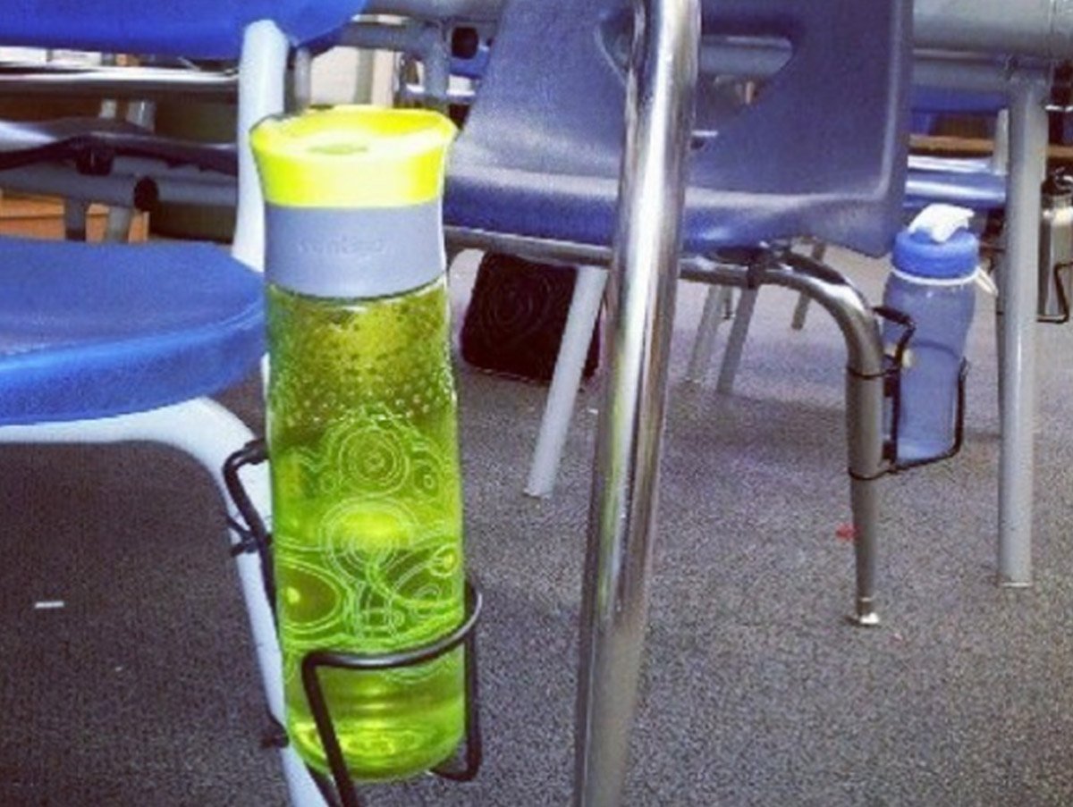 Drink bottle storage in the classroom hack