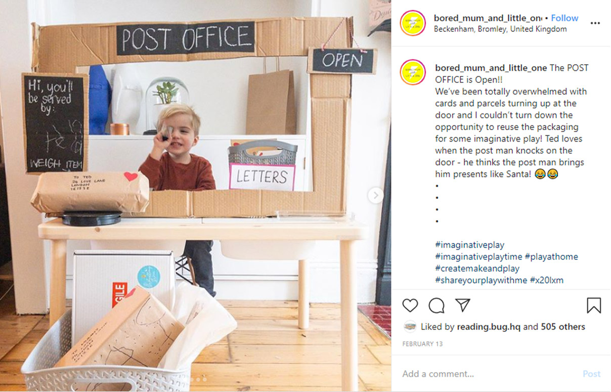 Imaginative Play - Turn a cardboard box into a post office!