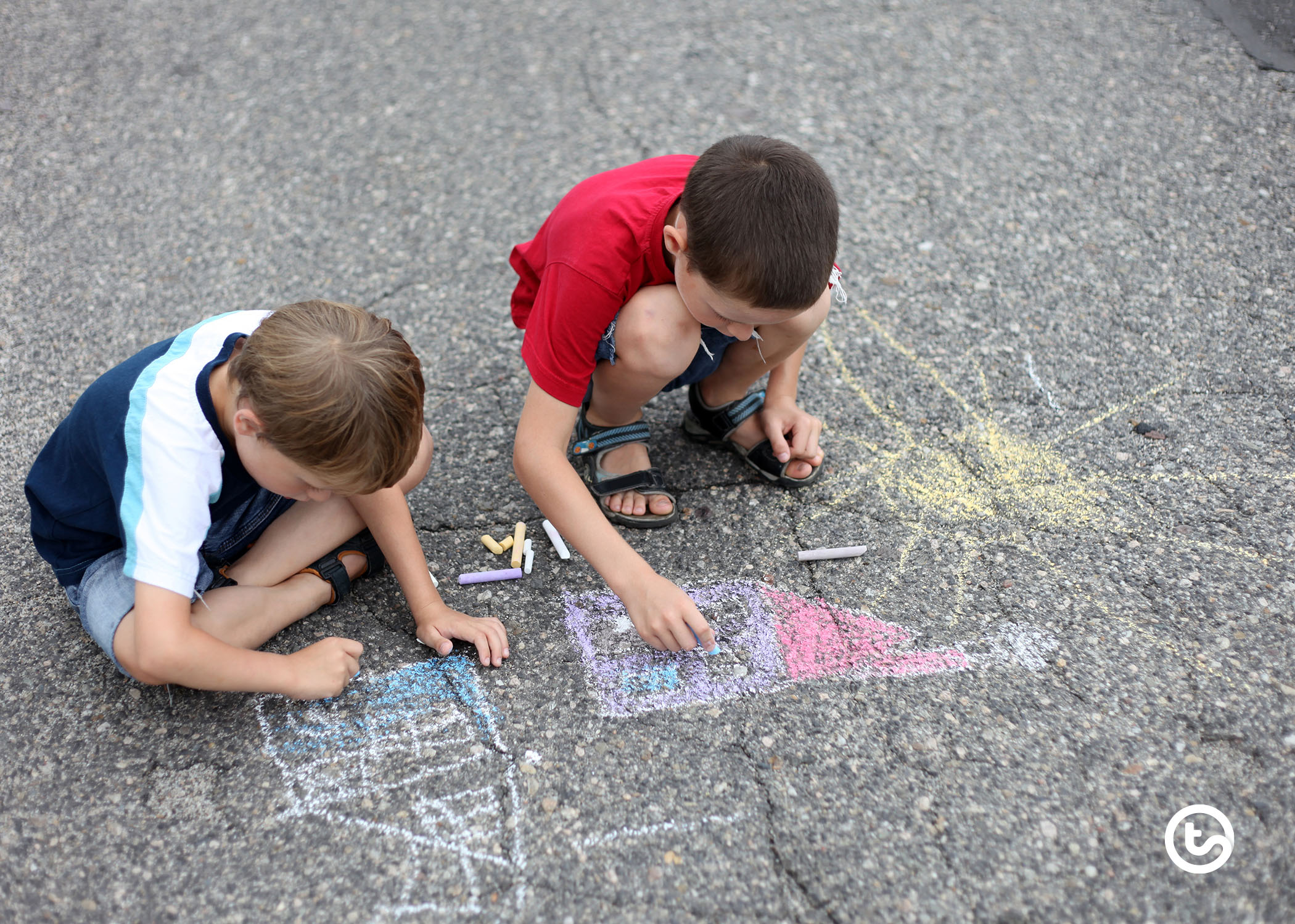 Using sidewalk chalk for learning.