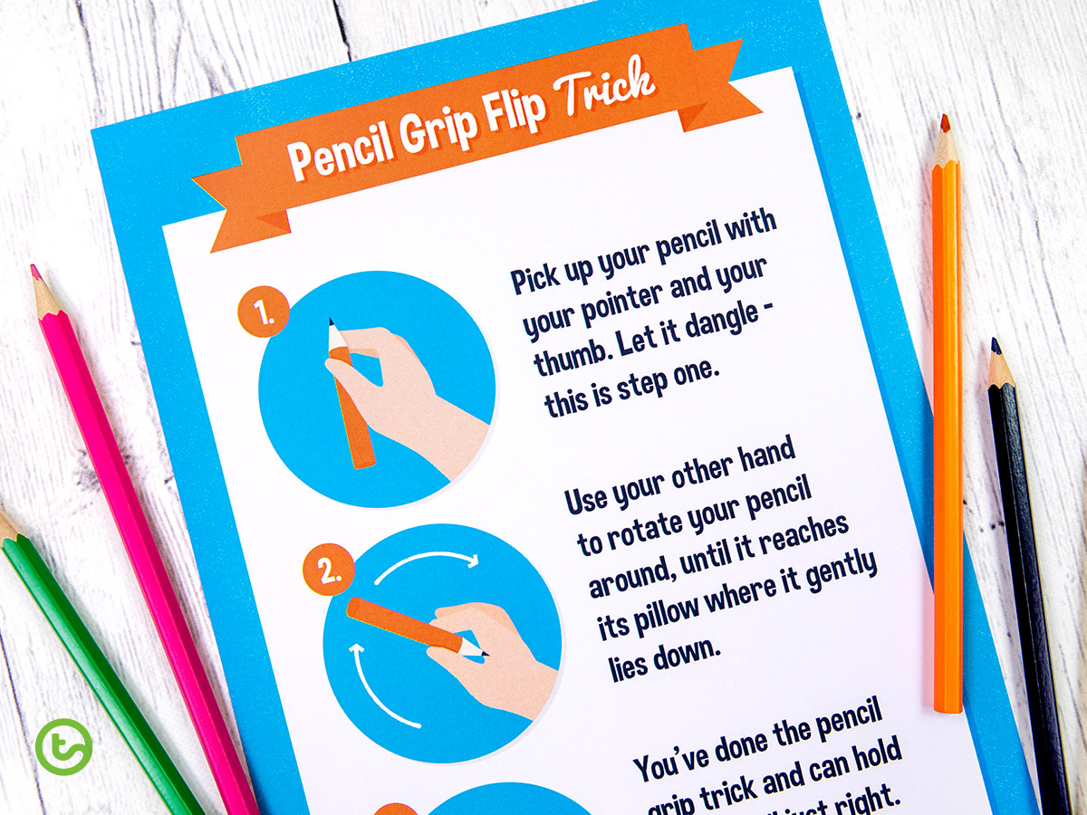 Pencil Grip Flip Trick Classroom Poster