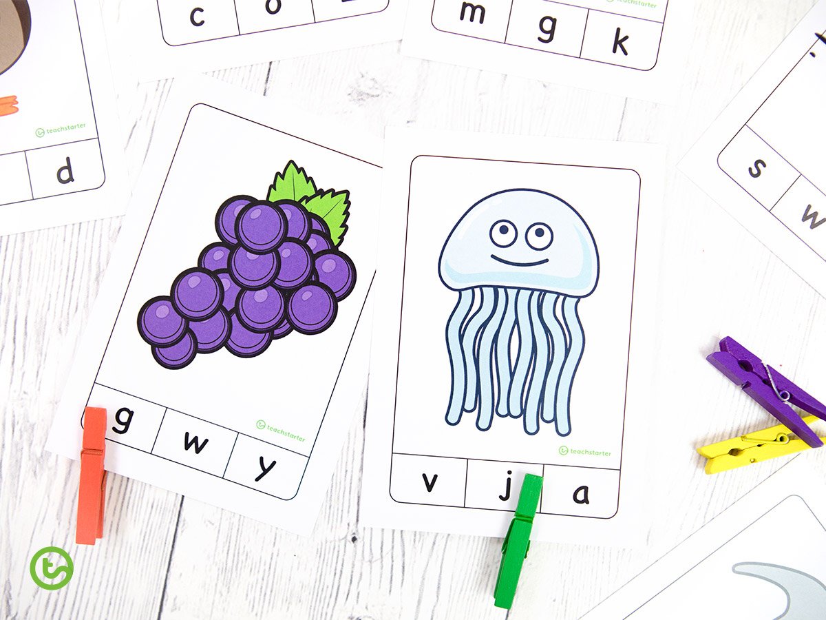 Initial Sound Peg Cards Hands-On Activity