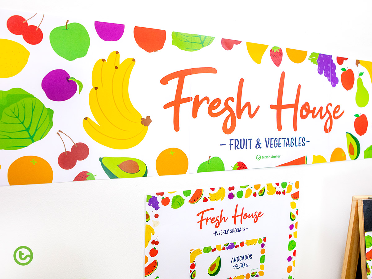 Fruit and Vegetable Shop Role Play Printable Sign
