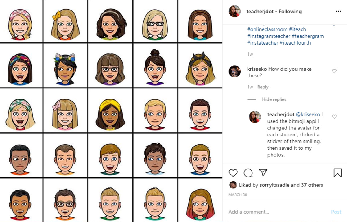 Using Bitmoji to connect with students during school closures