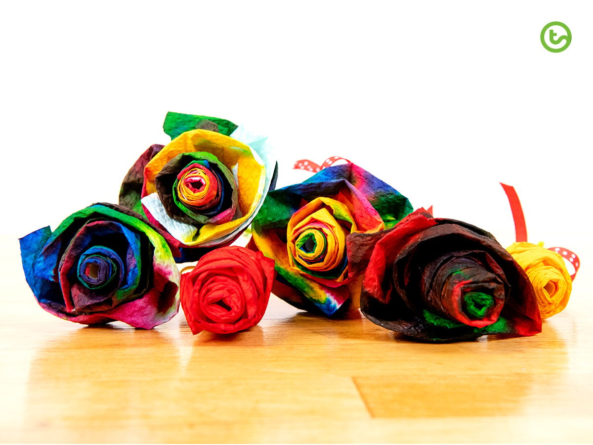 Paper Towel Roses - Flower Craft for Kids to create at home