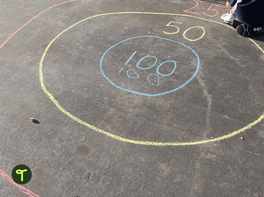 sidewalk chalk bullseye game