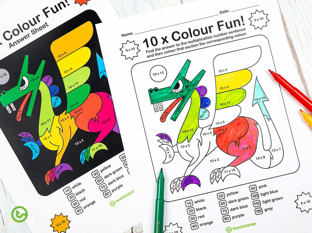 Colour By Number Worksheets for Older Kids