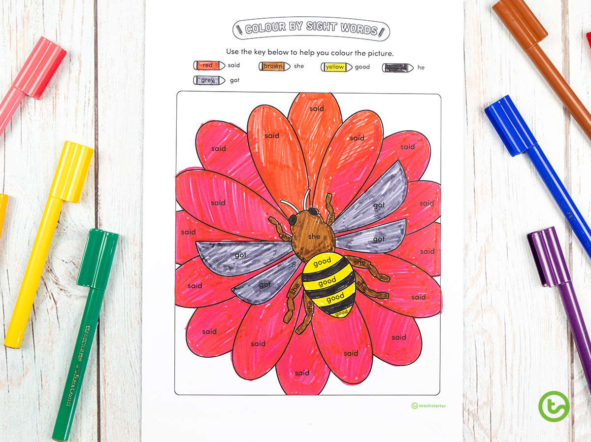 Colour By Sight Words Worksheets