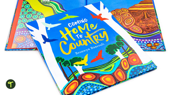 aboriginal children's book coming home to country sits on a white desk