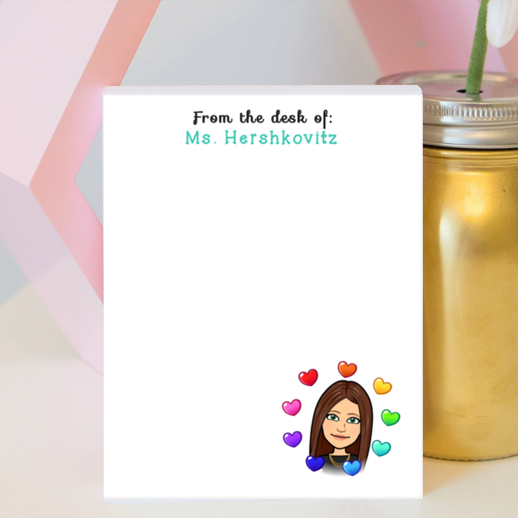 Bitmoji notepad for teacher