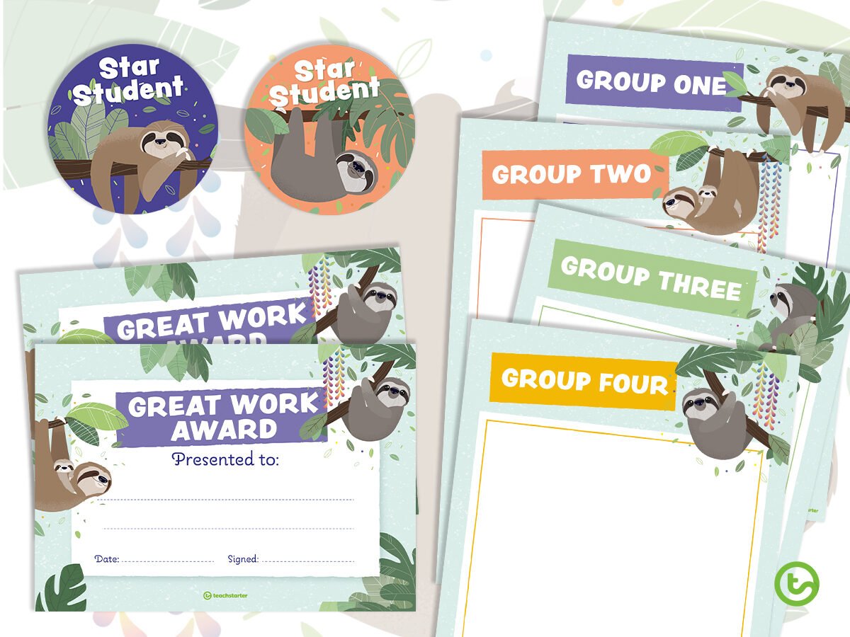 Sloth classroom theme pack