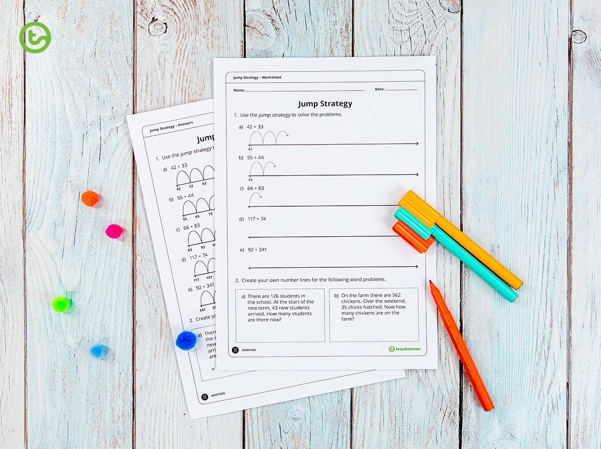 Number Line activities - Jump Strategy - Addition