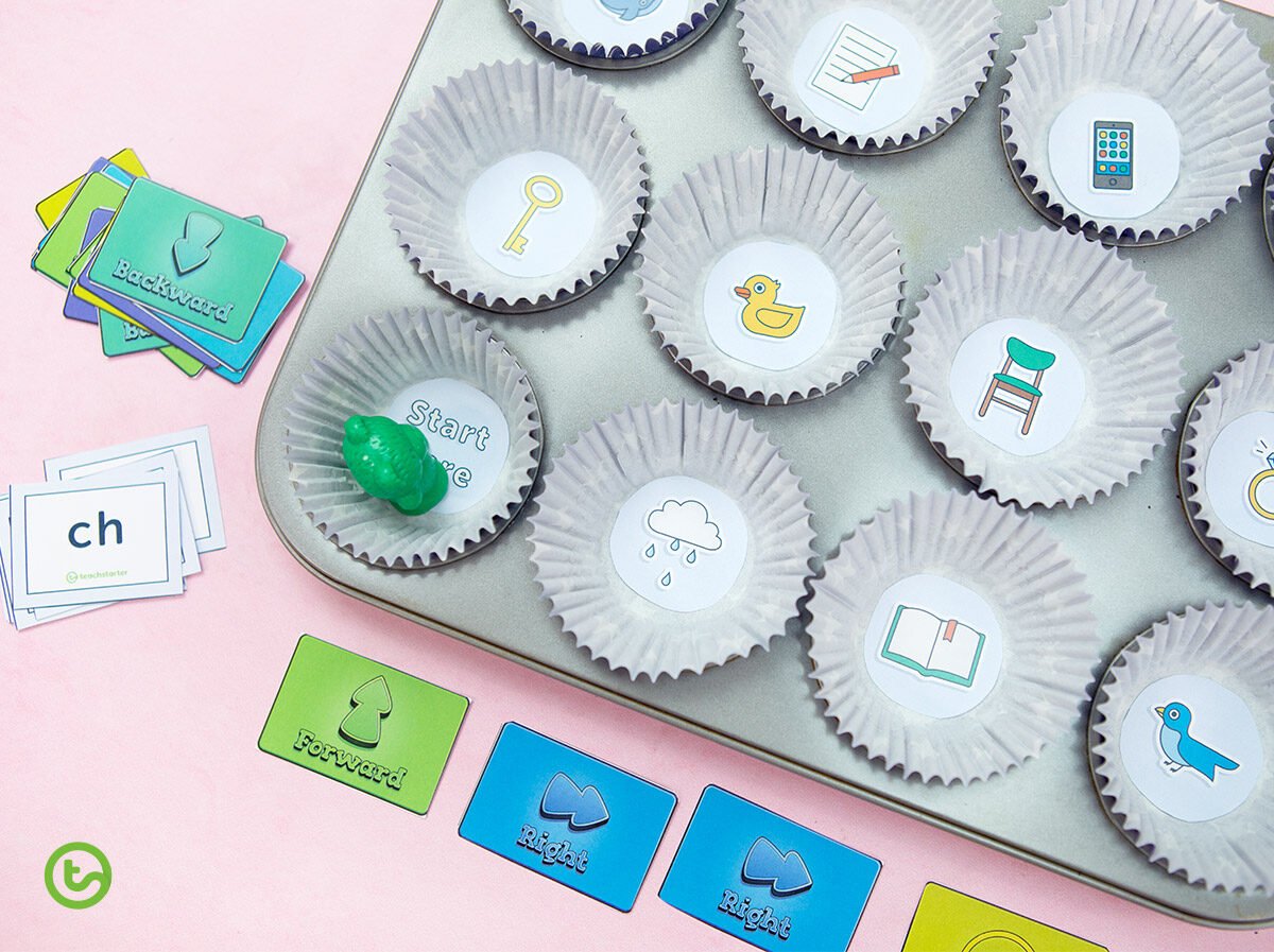 Hands on coding activity for kids using a muffin tray