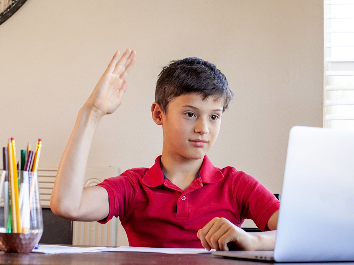 Child learning at home for distance learning