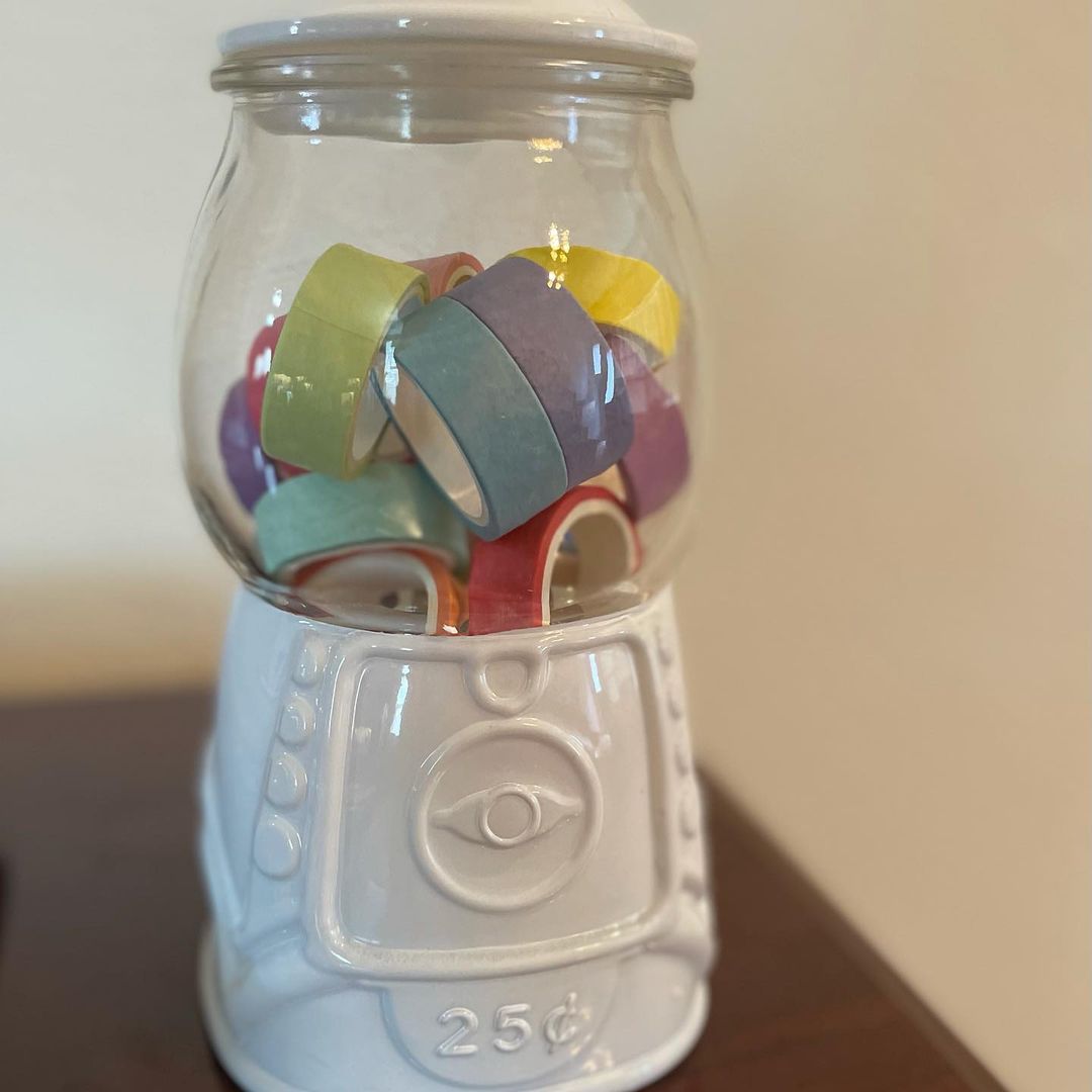 gumball machine jar from target filled with washi tape