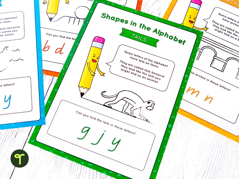 shapes in the alphabet handwriting posters — teachstarter