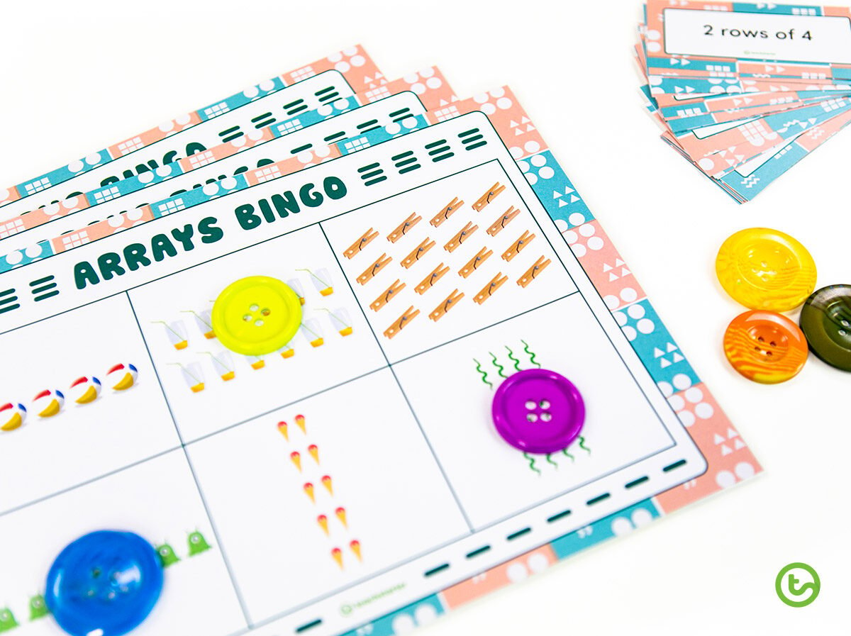 Array bingo cards for kids