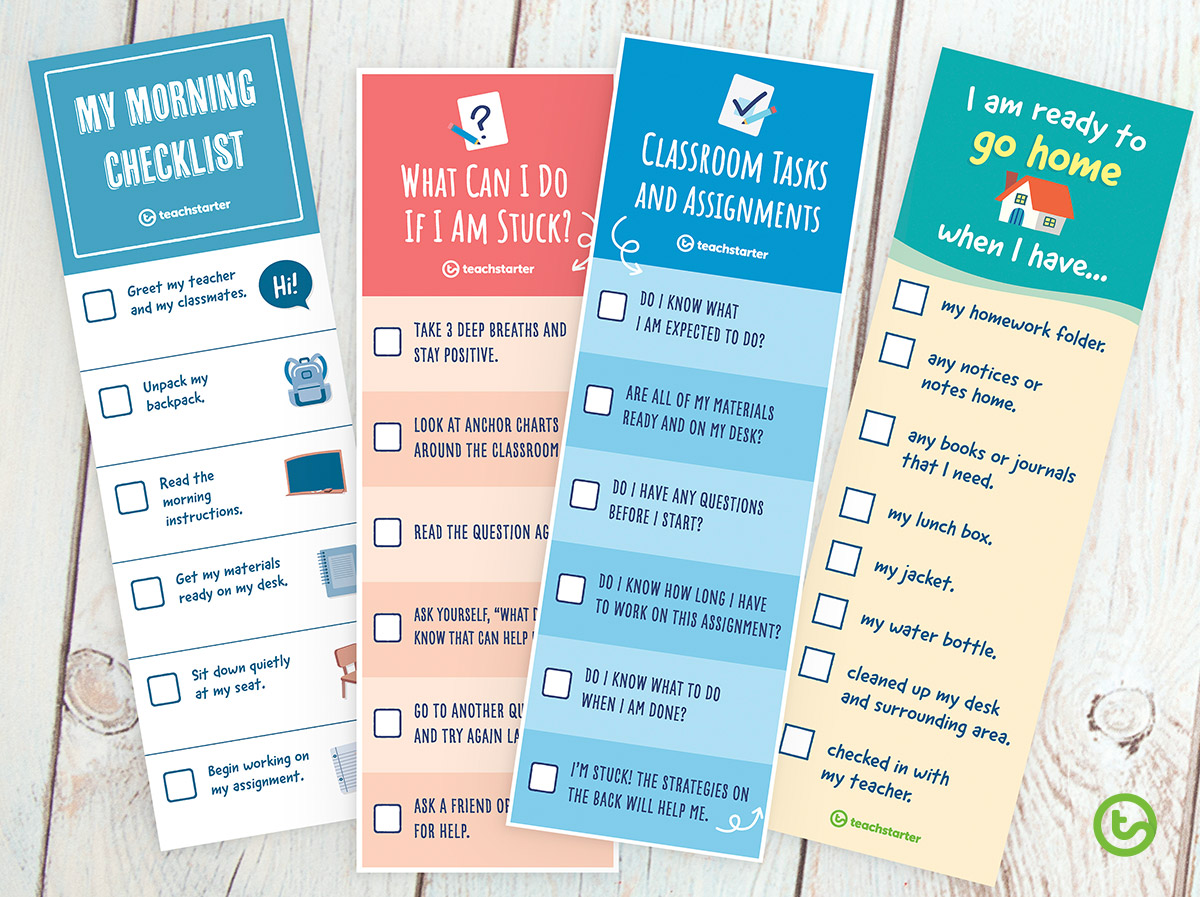 Daily check-in bookmarks for kids