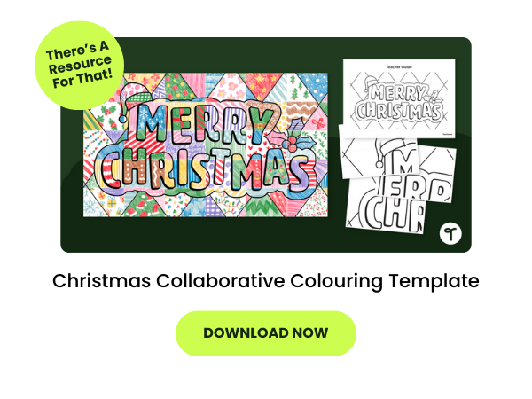 A primary teaching resource called: Christmas Collaborative Colouring Template