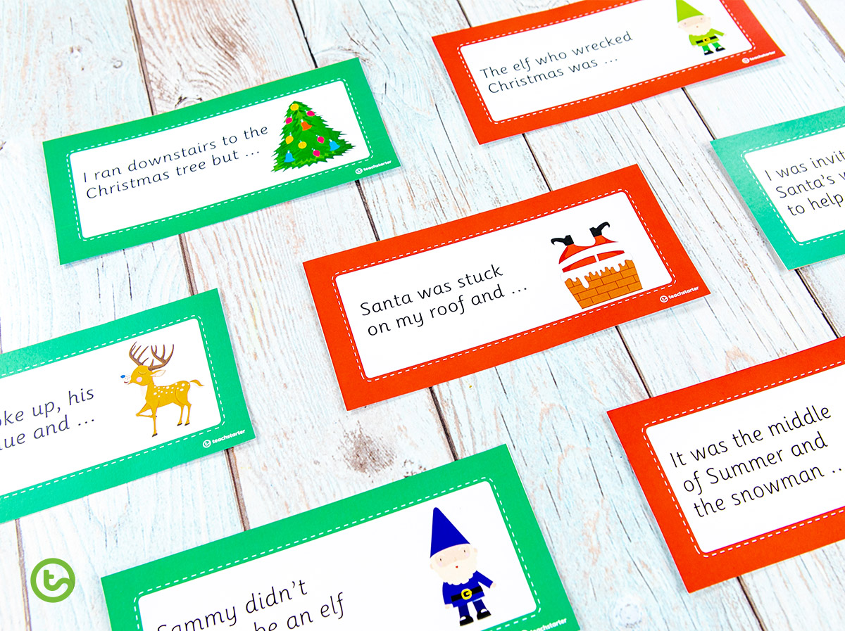 Christmas sentence starter cards