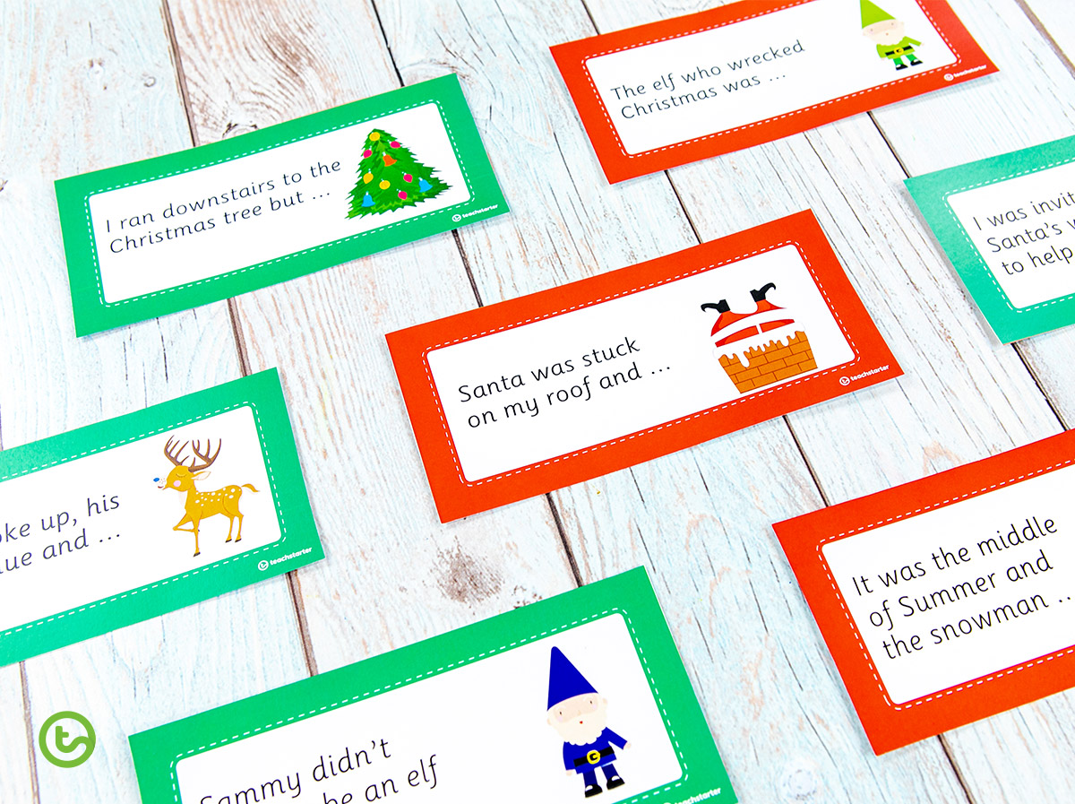 Holiday sentence starter cards