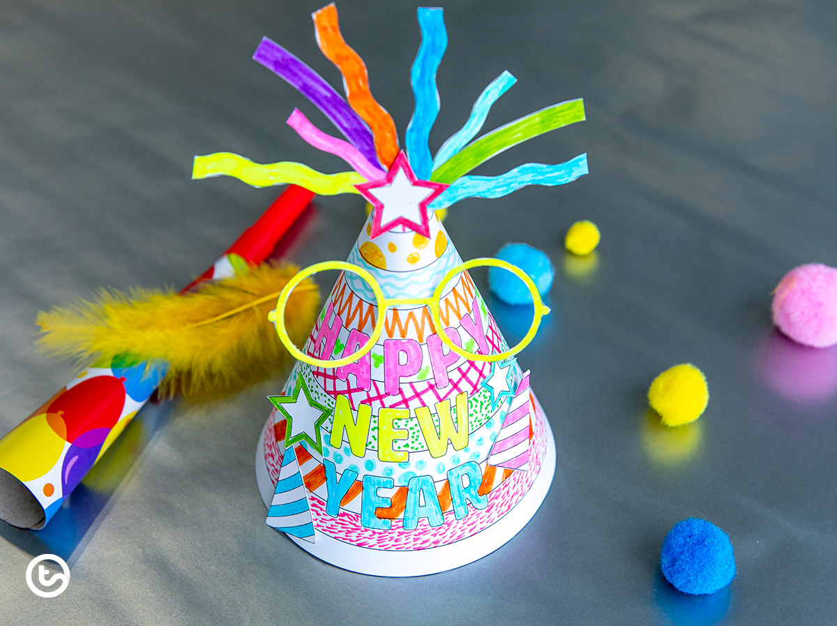 printable new year's party hat for kids