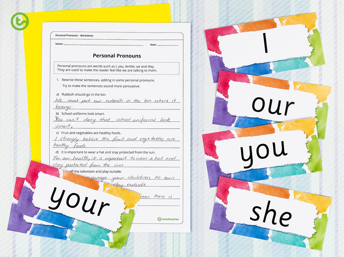 Personal Pronouns Worksheet - Persuasive Devices