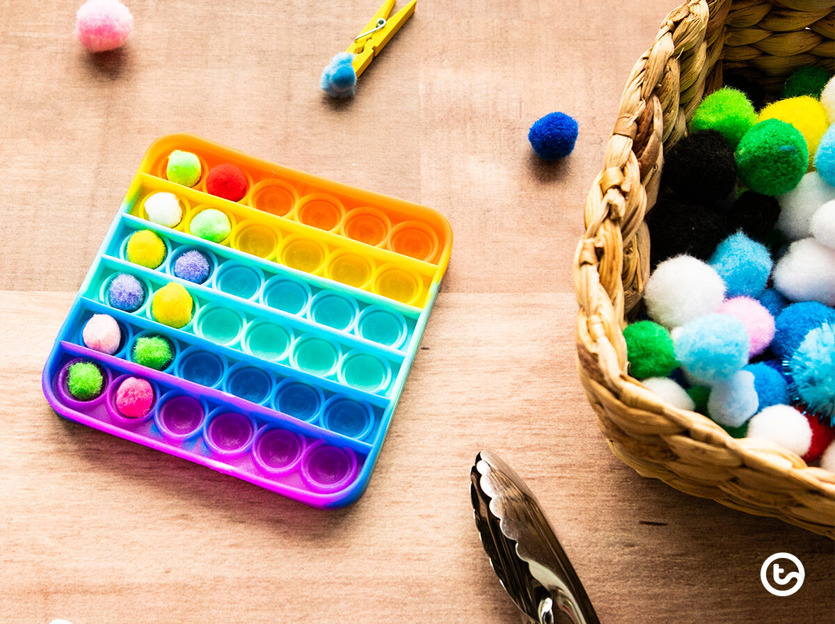 pop it fidget toy sorting activity for kids